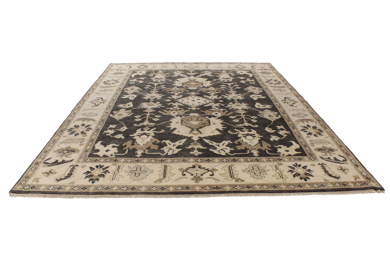 9x12 Gray and Ivory Turkish Oushak Rug