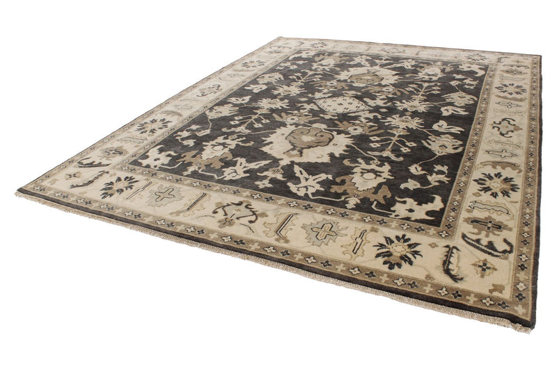 9x12 Gray and Ivory Turkish Oushak Rug