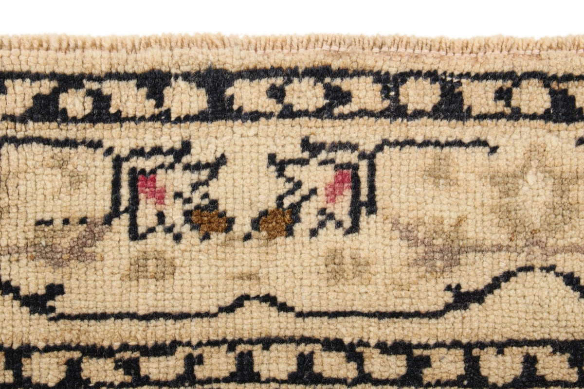 4x6 Ivory and Blue Turkish Tribal Rug