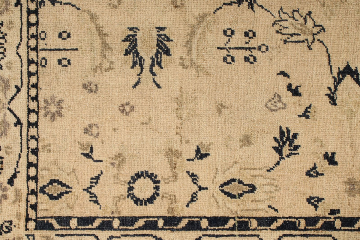 4x6 Ivory and Blue Turkish Tribal Rug