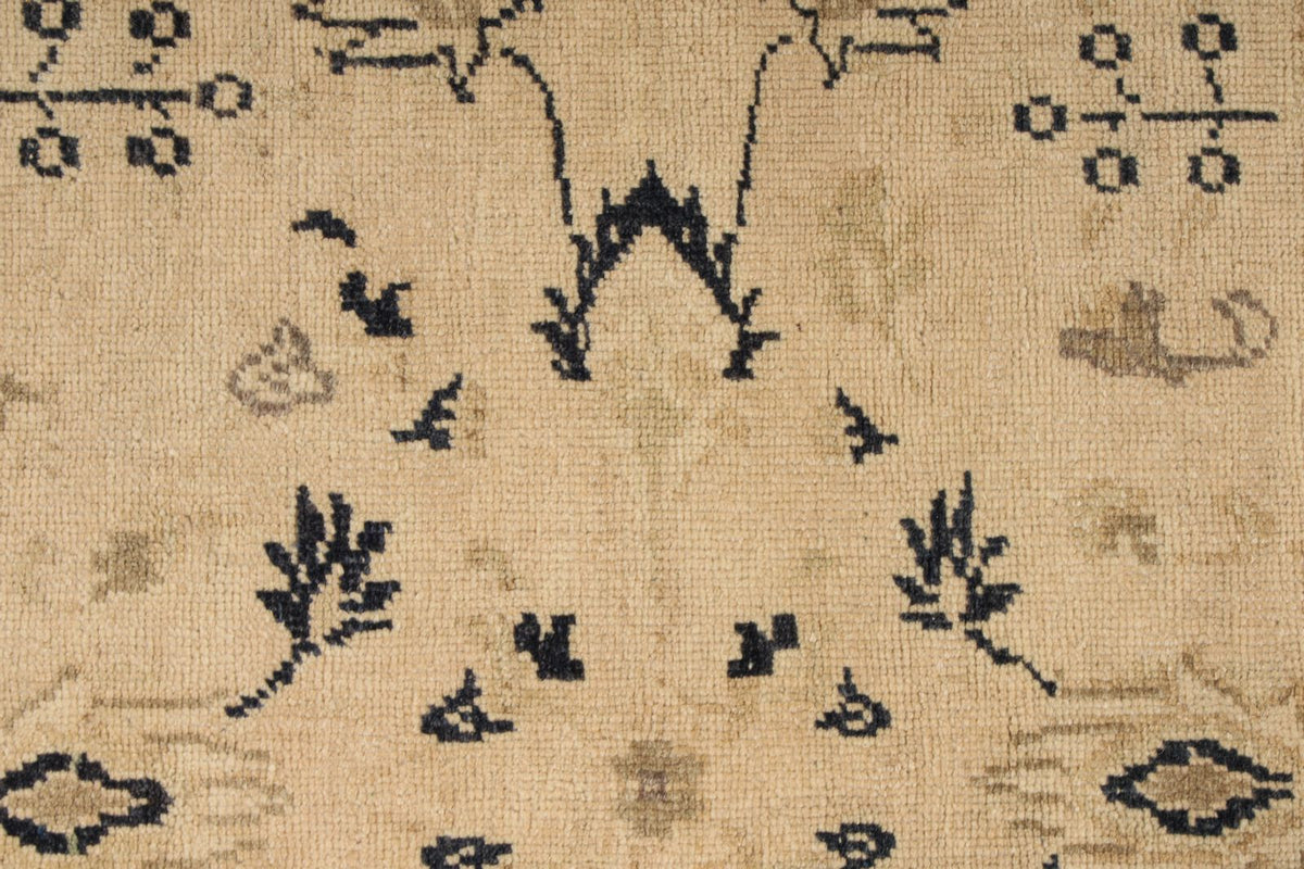 4x6 Ivory and Blue Turkish Tribal Rug