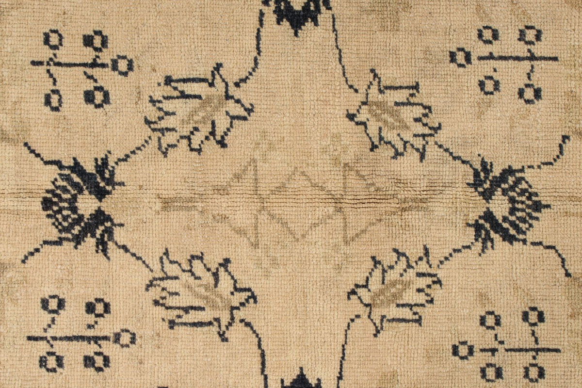 4x6 Ivory and Blue Turkish Tribal Rug