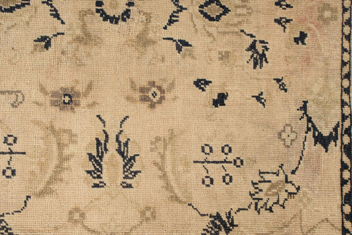 4x6 Ivory and Blue Turkish Tribal Rug