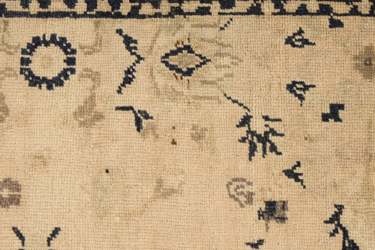 4x6 Ivory and Blue Turkish Tribal Rug