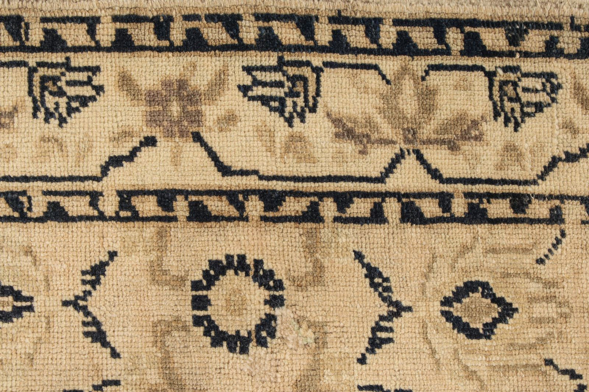 4x6 Ivory and Blue Turkish Tribal Rug
