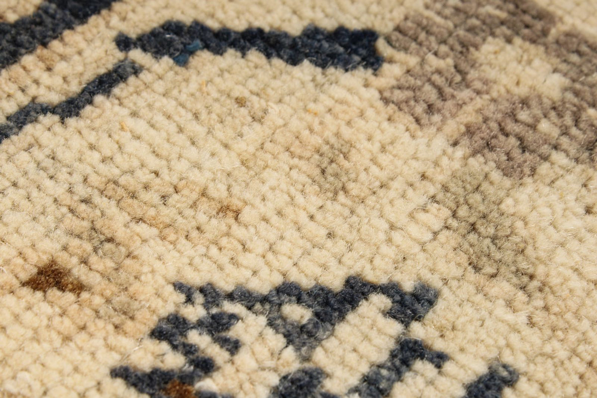 4x6 Ivory and Blue Turkish Tribal Rug