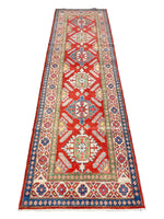 3x9 Red and Ivory Kazak Tribal Runner