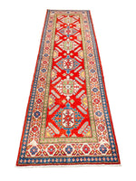 3x9 Red and Ivory Kazak Tribal Runner