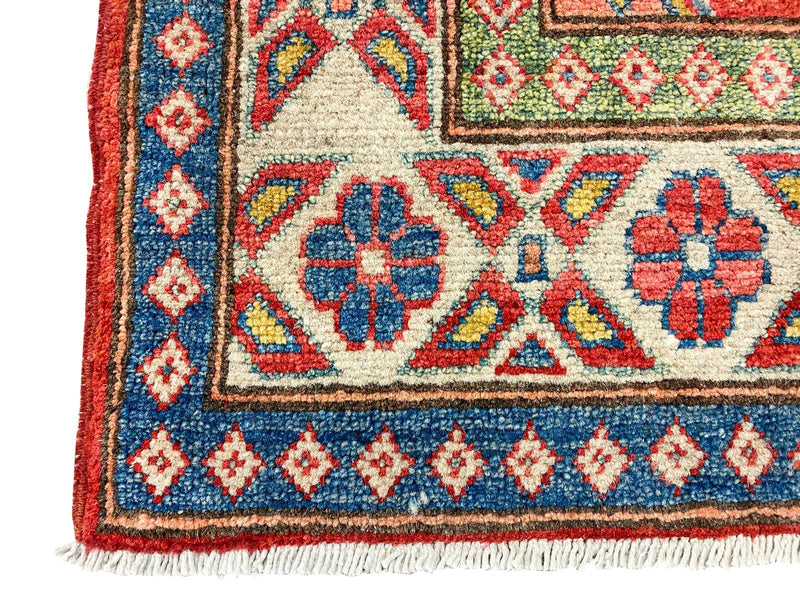 3x9 Red and Ivory Kazak Tribal Runner