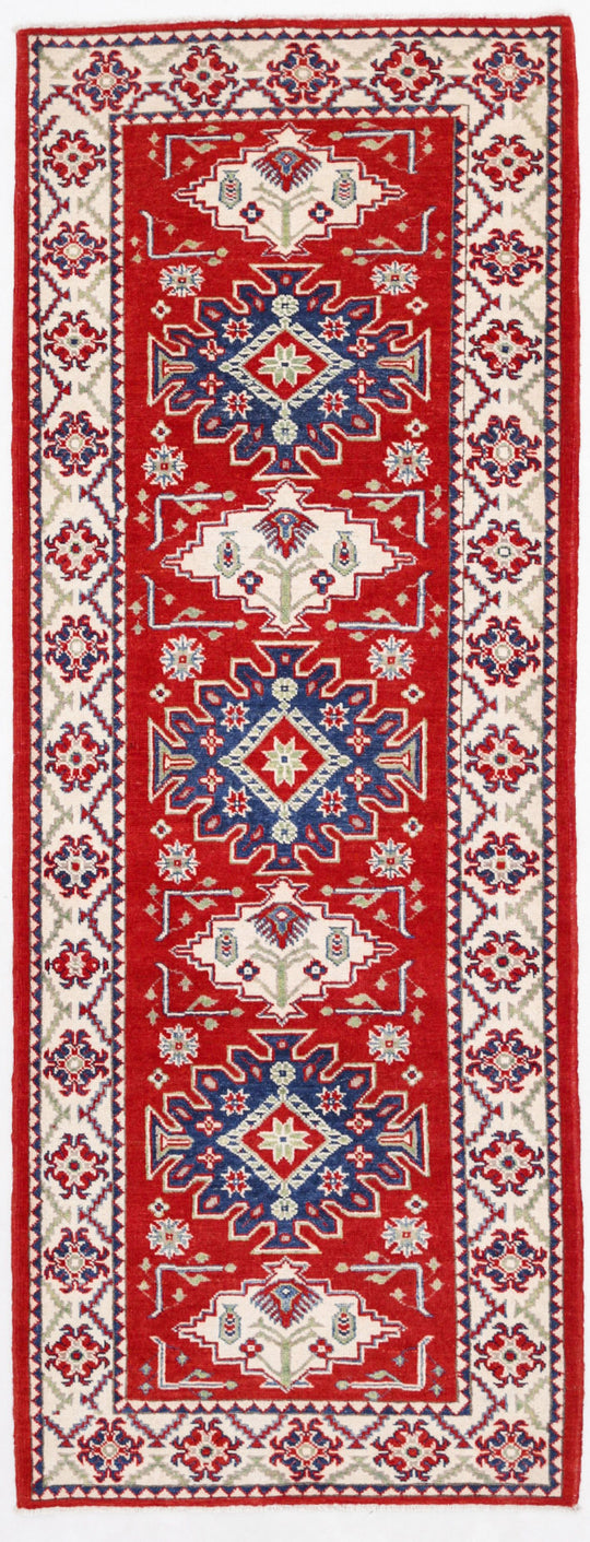3x8 Red and Ivory Kazak Tribal Runner