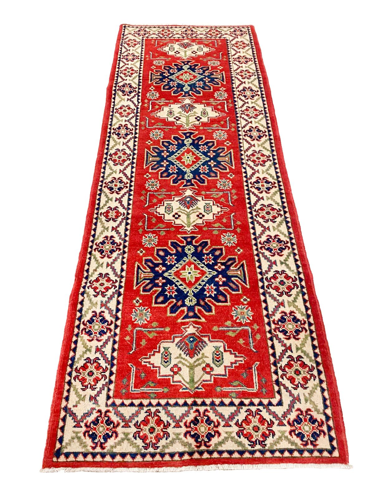 3x8 Red and Ivory Kazak Tribal Runner