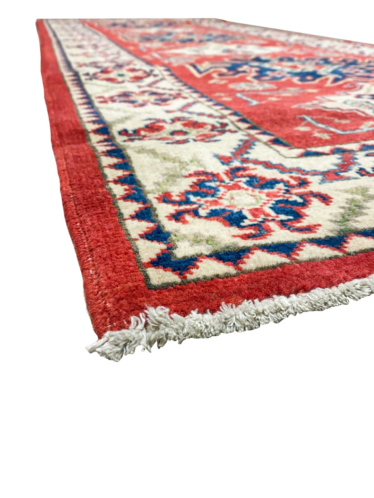 3x8 Red and Ivory Kazak Tribal Runner
