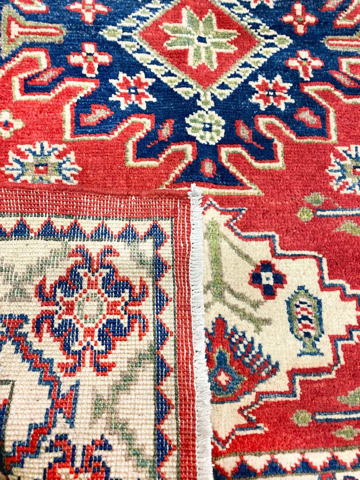 3x8 Red and Ivory Kazak Tribal Runner