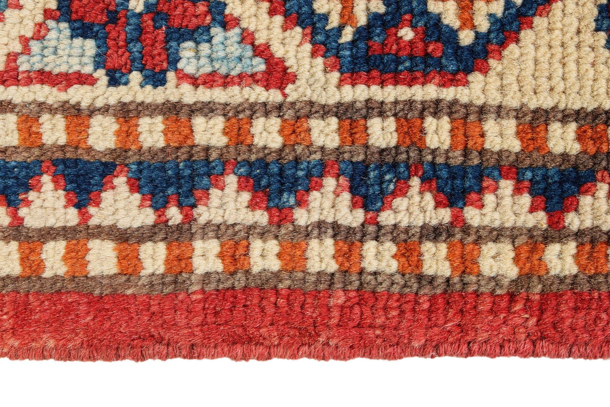 2x3 Red and Ivory Kazak Tribal Rug