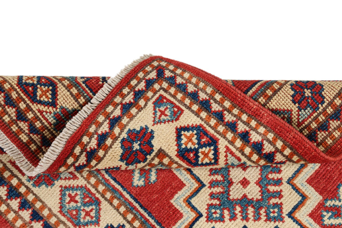 2x3 Red and Ivory Kazak Tribal Rug