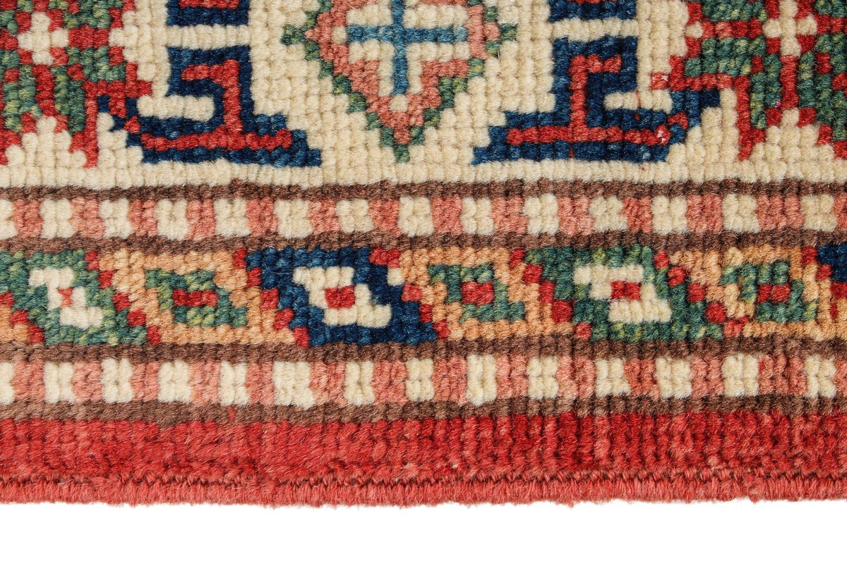 2x3 Red and Ivory Kazak Tribal Rug