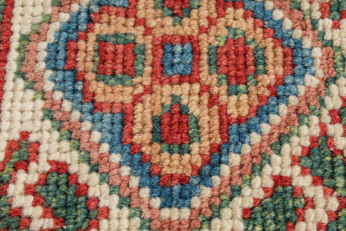 2x3 Red and Ivory Kazak Tribal Rug