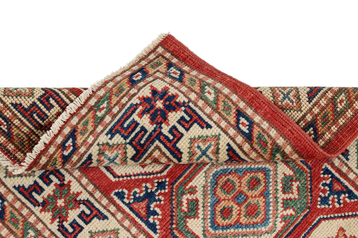 2x3 Red and Ivory Kazak Tribal Rug