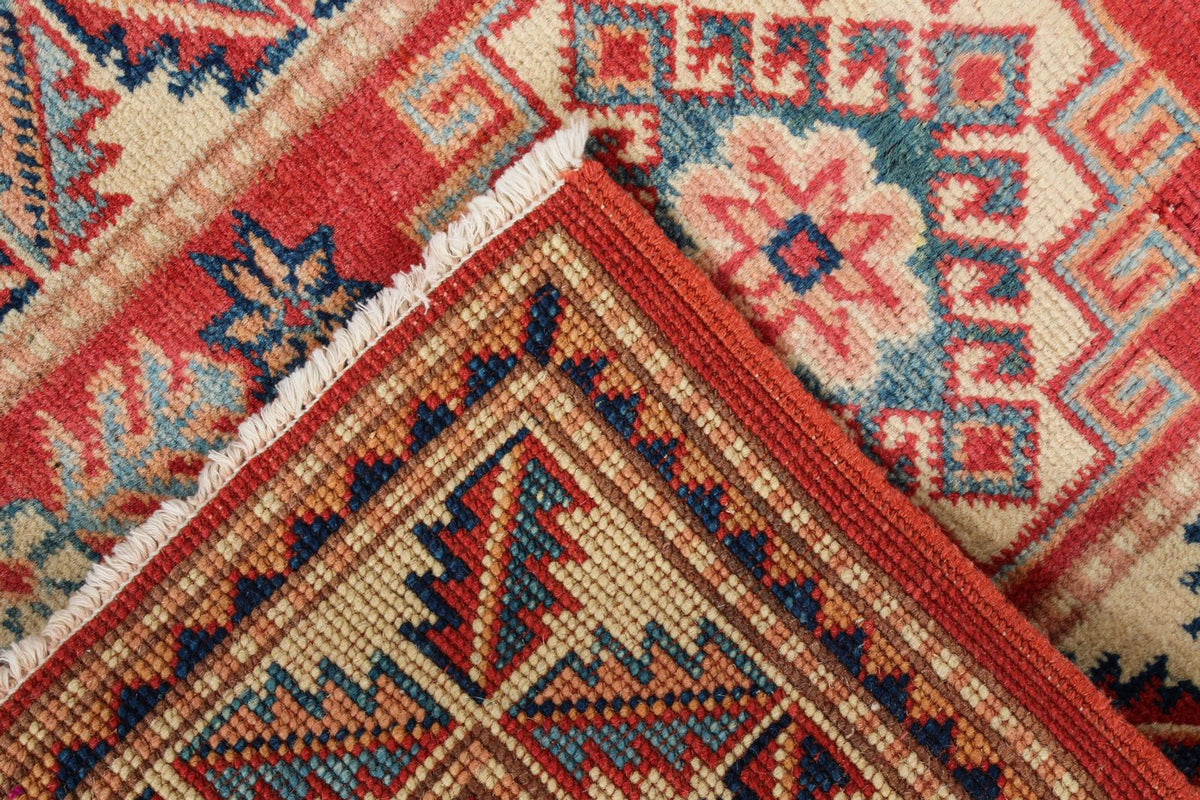 2x3 Red and Ivory Kazak Tribal Rug