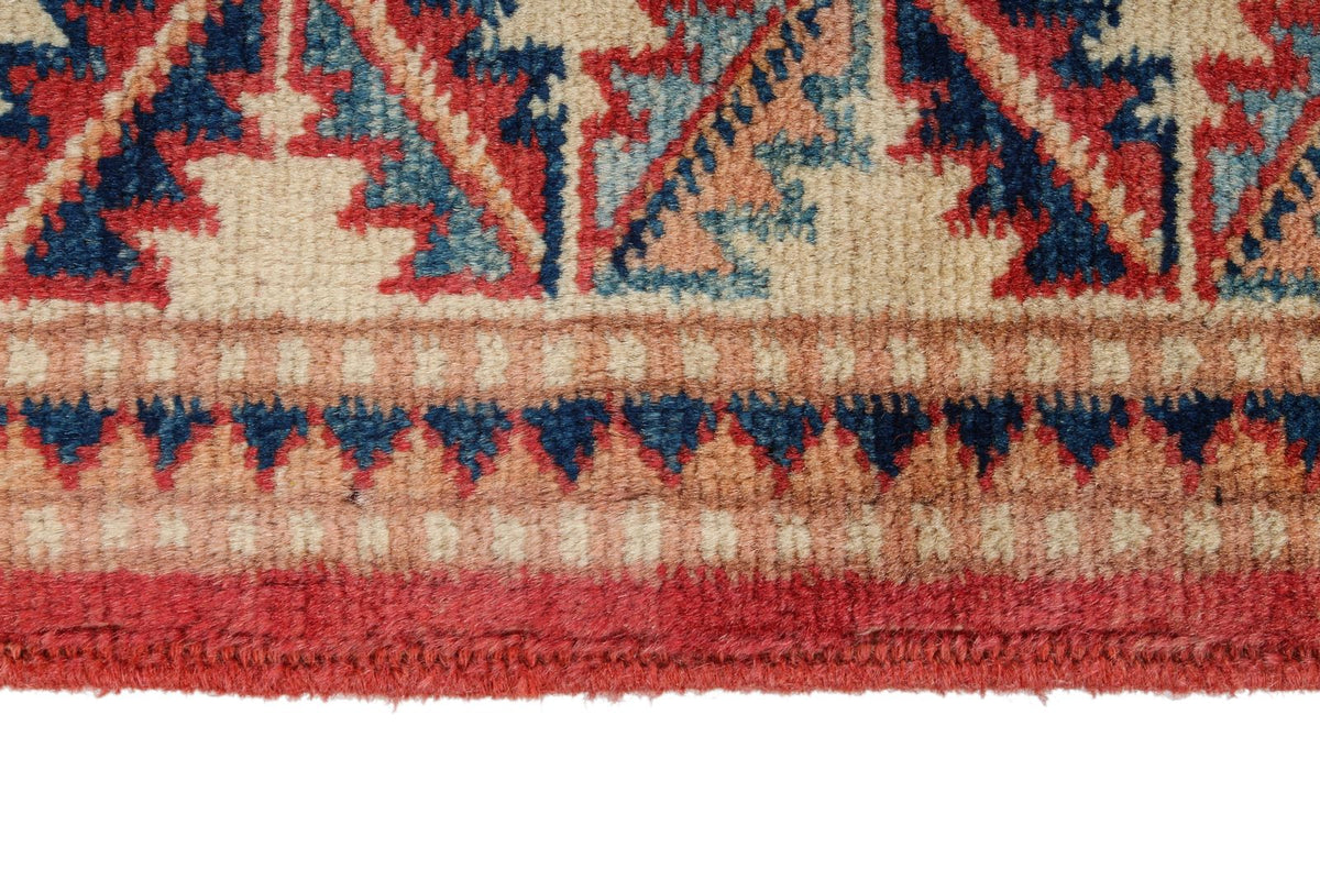 2x3 Red and Ivory Kazak Tribal Rug