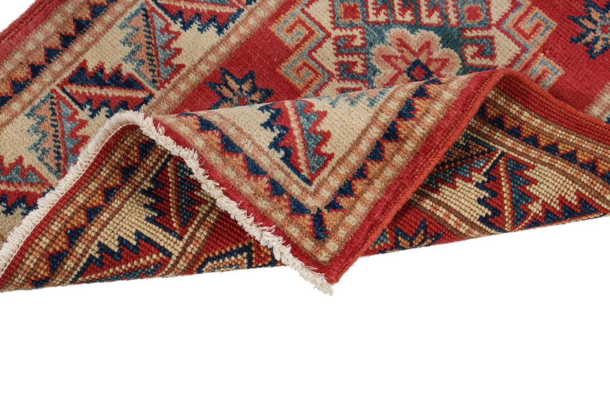 2x3 Red and Ivory Kazak Tribal Rug