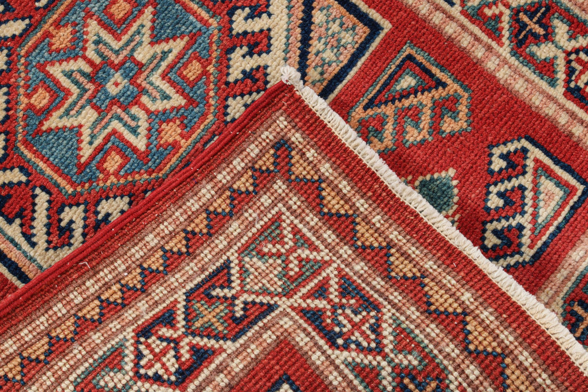 2x3 Red and Ivory Kazak Tribal Rug