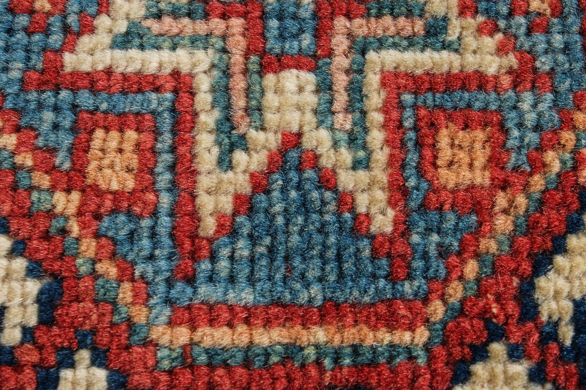 2x3 Red and Ivory Kazak Tribal Rug
