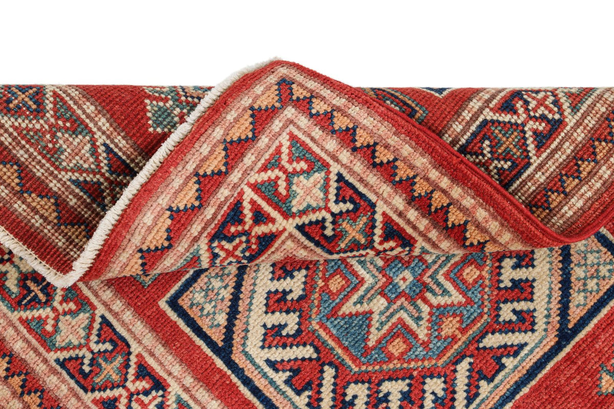 2x3 Red and Ivory Kazak Tribal Rug