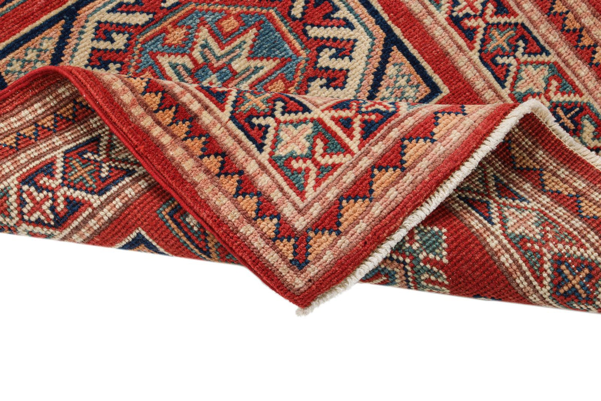 2x3 Red and Ivory Kazak Tribal Rug