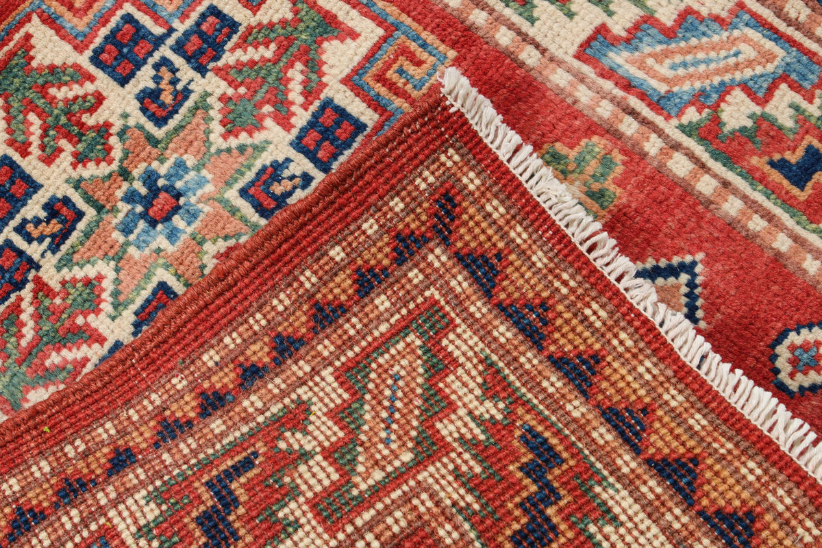 2x3 Red and Ivory Kazak Tribal Rug
