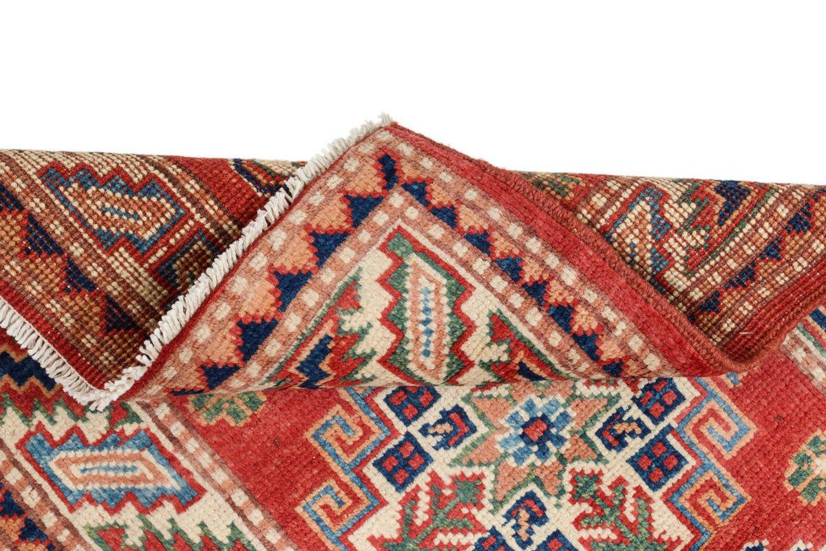 2x3 Red and Ivory Kazak Tribal Rug