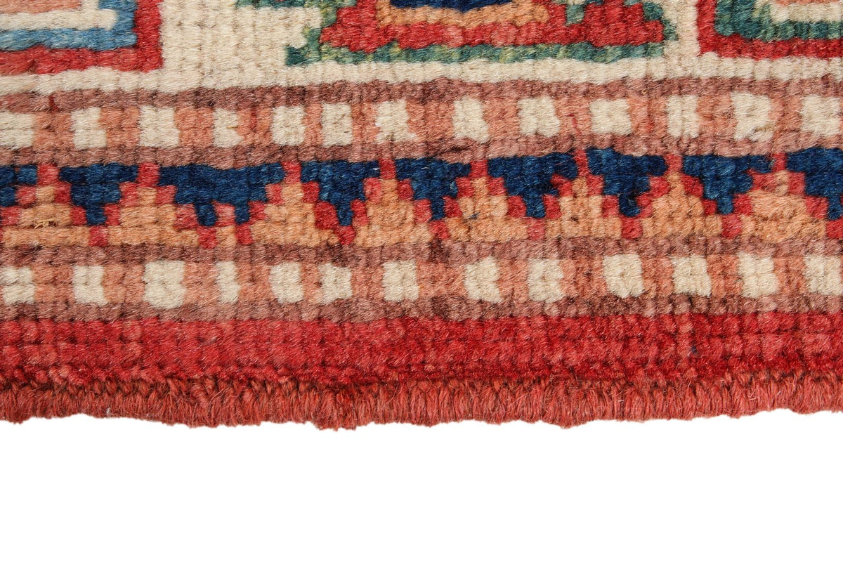 2x3 Red and Ivory Kazak Tribal Rug