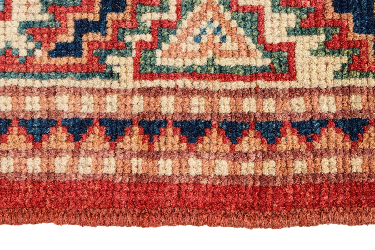 2x3 Red and Ivory Kazak Tribal Rug