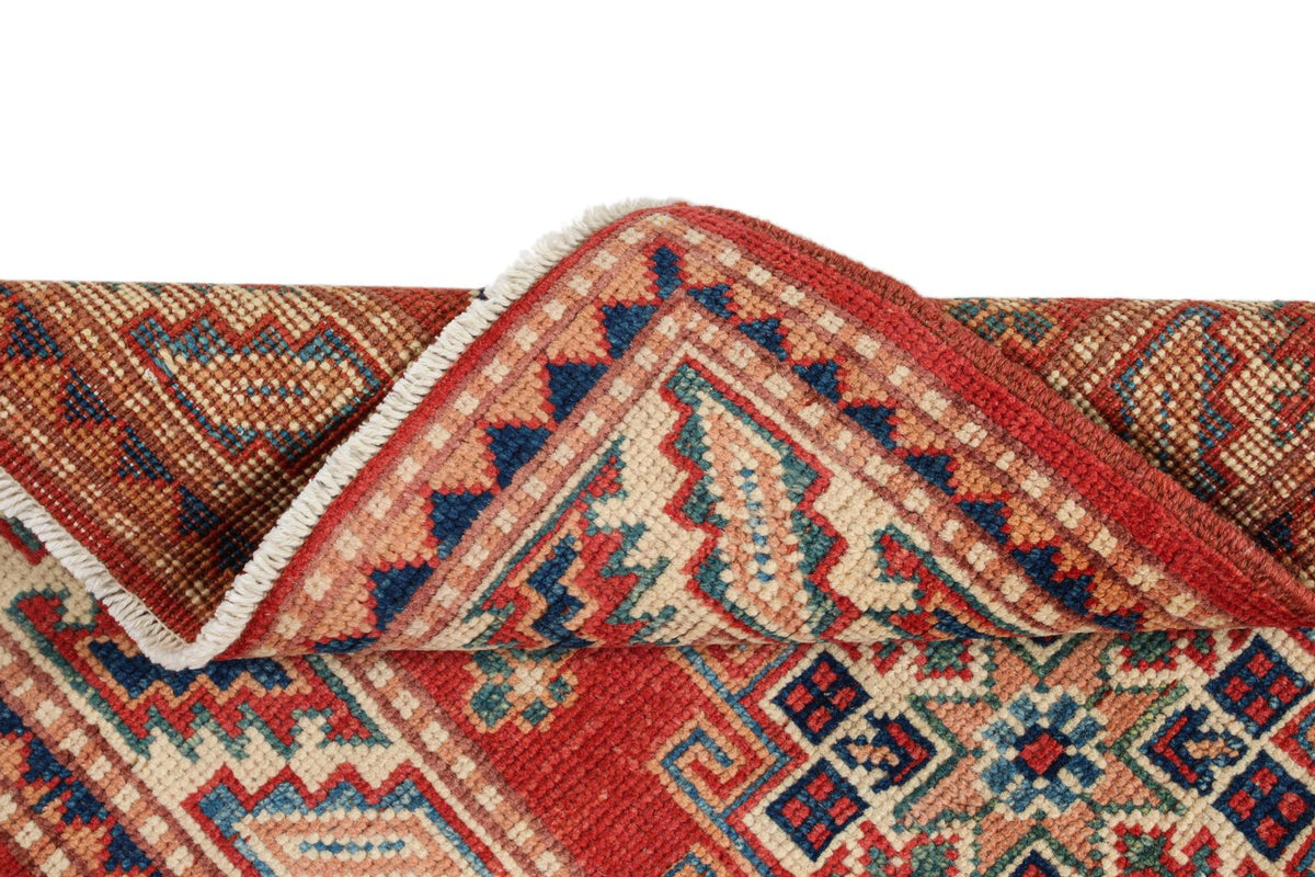 2x3 Red and Ivory Kazak Tribal Rug