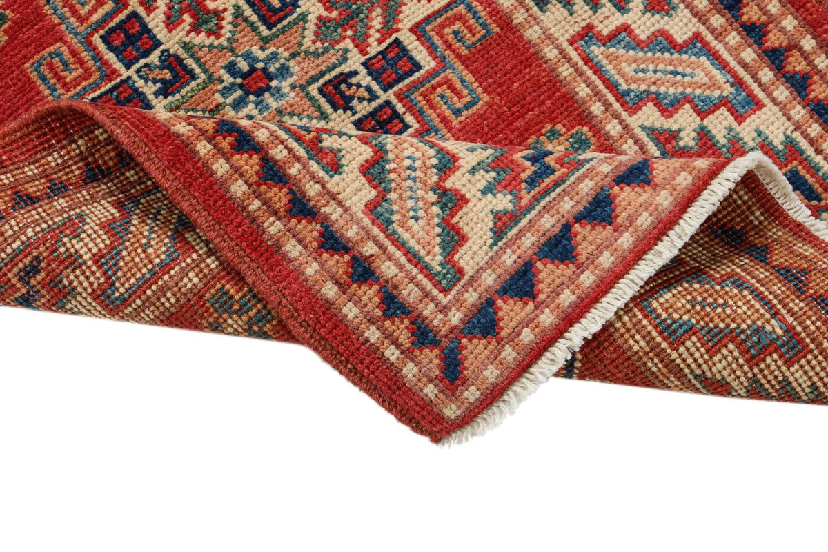 2x3 Red and Ivory Kazak Tribal Rug