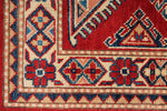 2x3 Red and Ivory Kazak Tribal Rug