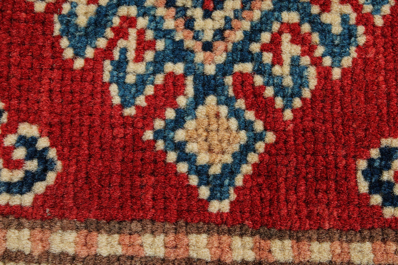 2x3 Red and Ivory Kazak Tribal Rug