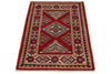 2x3 Red and Ivory Kazak Tribal Rug