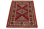 2x3 Red and Ivory Kazak Tribal Rug