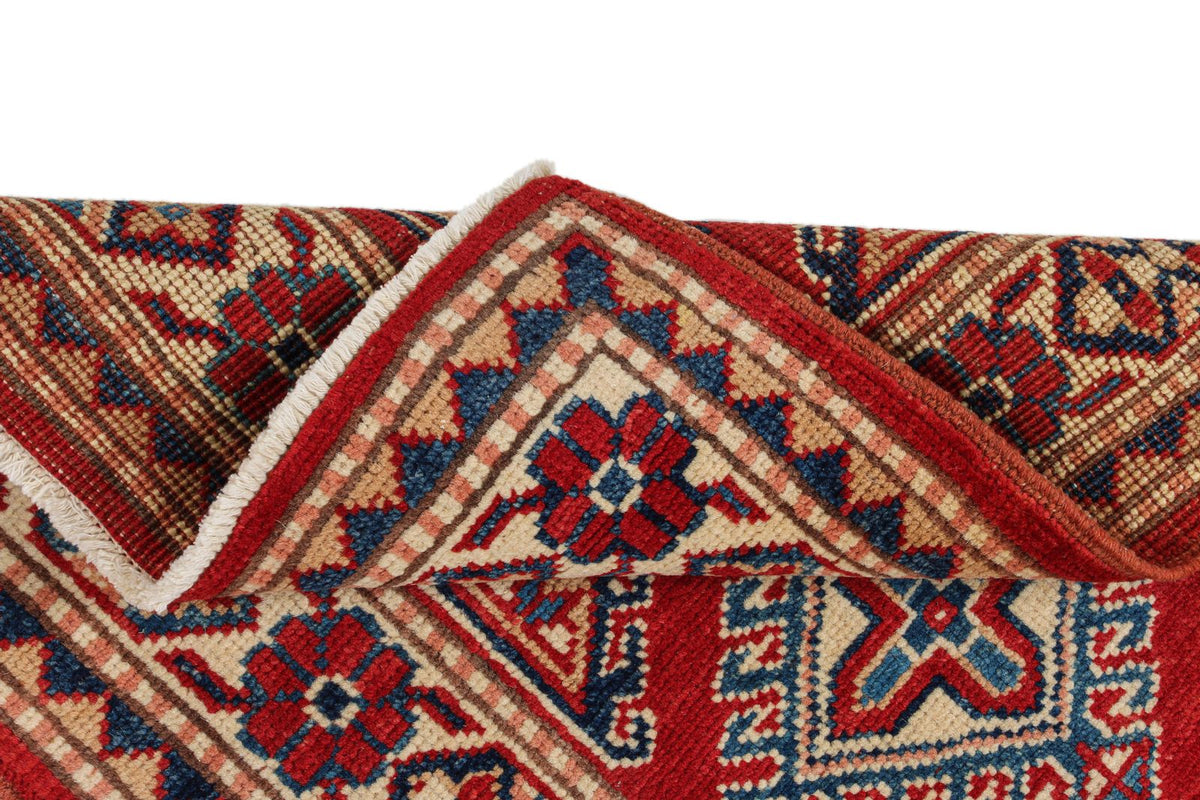 2x3 Red and Ivory Kazak Tribal Rug