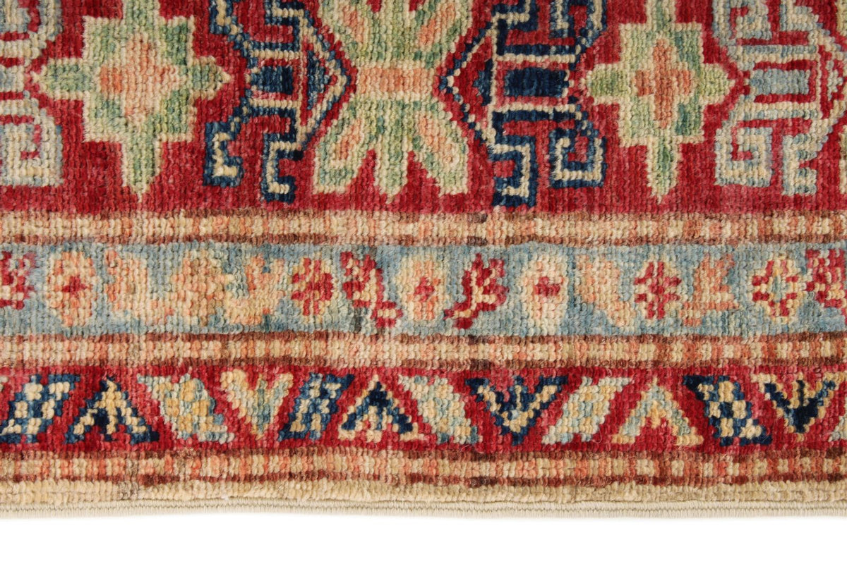 4x6 Ivory and Red Kazak Tribal Rug