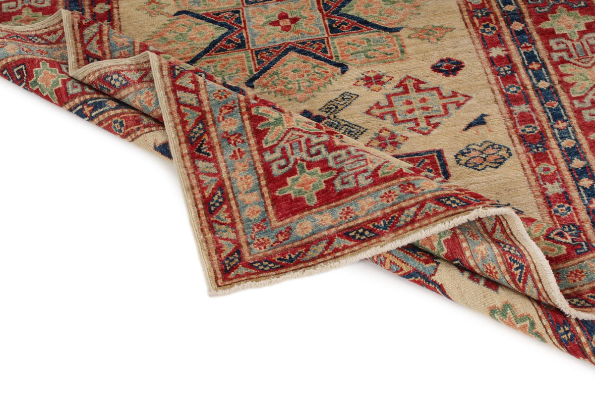 4x6 Ivory and Red Kazak Tribal Rug