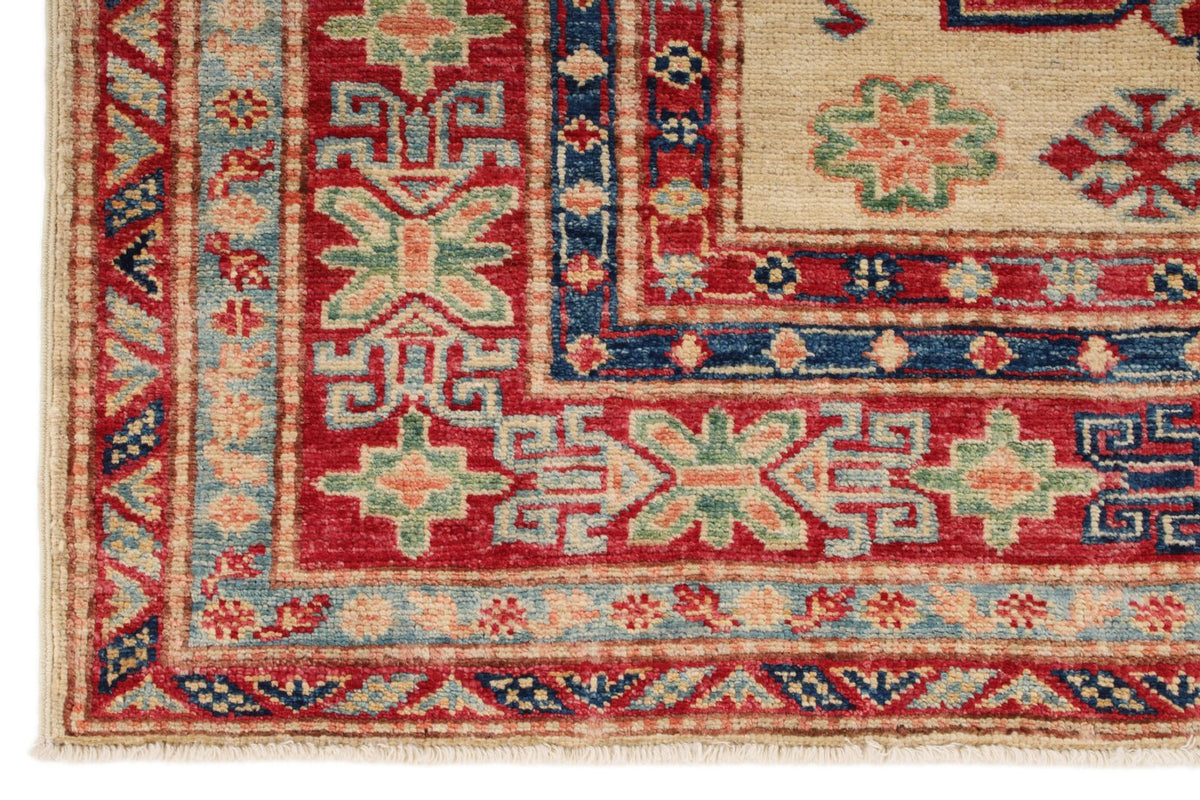 4x6 Ivory and Red Kazak Tribal Rug