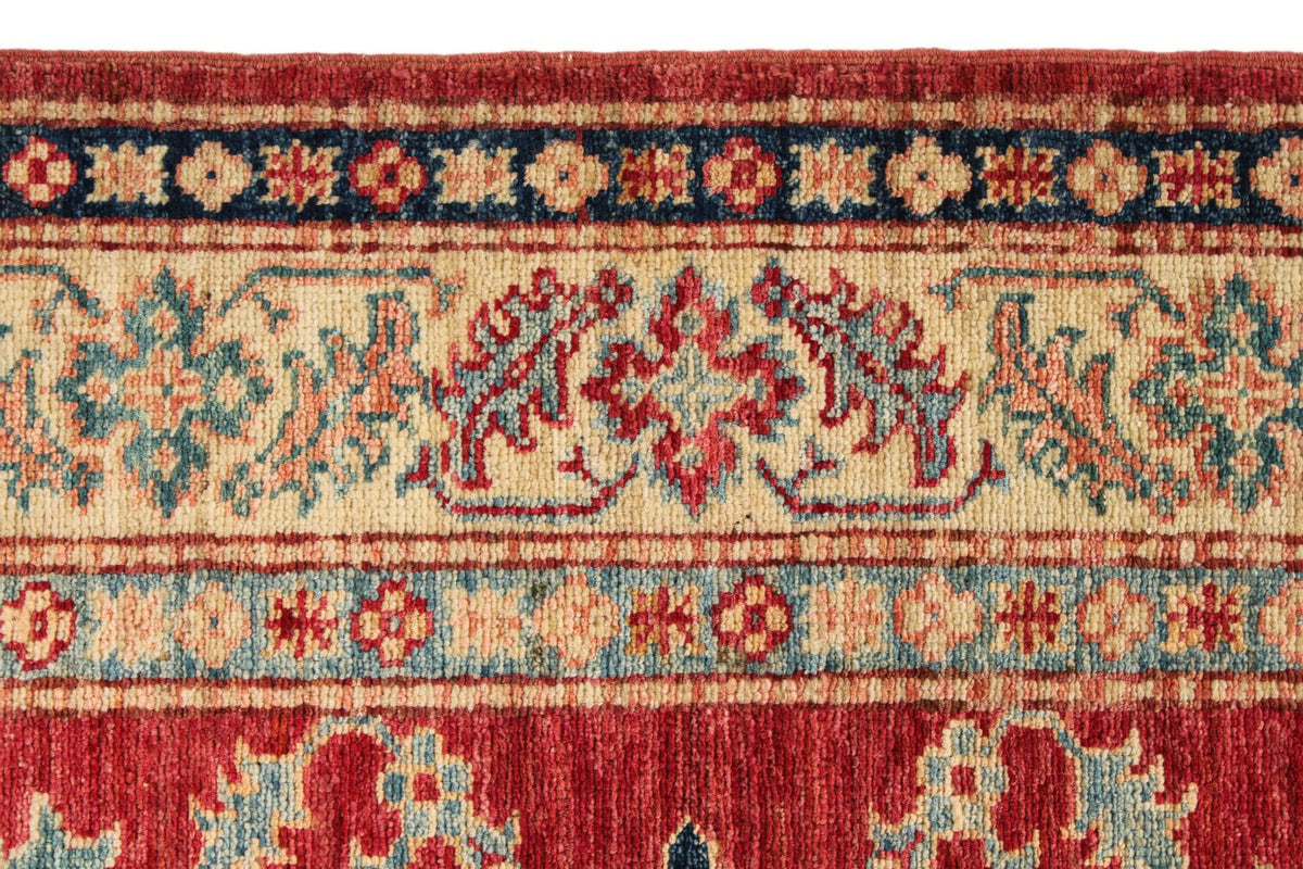 4x6 Red and Ivory Kazak Tribal Rug