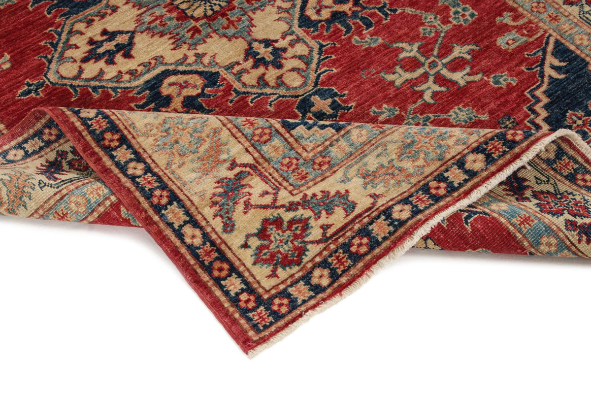 4x6 Red and Ivory Kazak Tribal Rug
