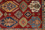 4x6 Red and Ivory Kazak Tribal Rug