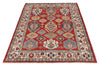 4x6 Red and Ivory Kazak Tribal Rug