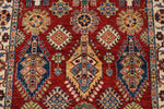 4x6 Red and Ivory Kazak Tribal Rug