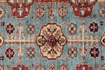 4x6 Blue and Ivory Kazak Tribal Rug