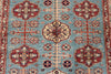 4x6 Blue and Ivory Kazak Tribal Rug